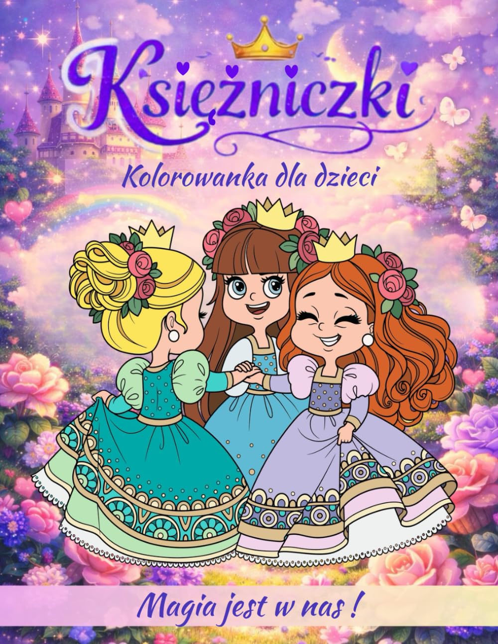 Księżniczki – Kolorowanka dla Dzieci: 80 stron kreatywnej zabawy | Kolorowanka dla dziewczynek 4–8 lat | Bajkowe Księżniczki, Zamki i Magiczne Światy | Rozwijanie wyobraźni i zdolności manualnych