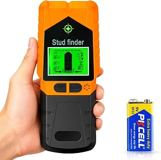 BISTEE 6-in-1 Stud Finder Wall Scanner: HD LCD, Detects Wood/Metal/AC Wires/Joists/Pipes - Precise Center/Edge Finder (Orange)
