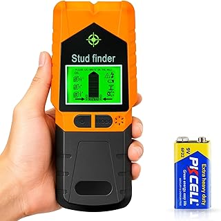 Stud Finder Wall Scanner - 6 in 1 Electronic Stud Finder with HD LCD Display and Smart Chip, Stud Detector Beam Finders for the Center and Edge of Wood AC Wire Metal Joists Pipes (Orange)