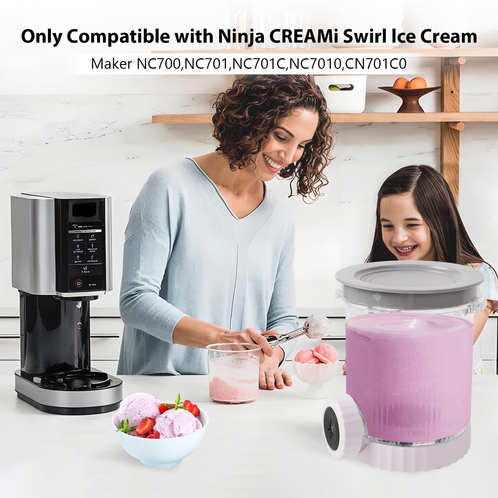 BestYiJo zapasowy kubek i pokrywka, kompatybilny z maszynami do lodów i lodów włoskich serii Ninja Creami Swirl NC701 NC700, uchwyt na kubek 16 oz, nie zawiera BPA, nadaje się do mycia w zmywarce (4)