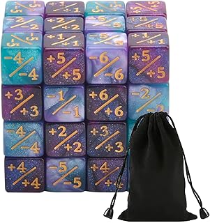 HENGBIRD 48 Piezas Contadores de Dados, Dados fichas de Lealtad D6 Dados, Compatible con MTG, CCG, Accesorios de Juegos de Cartas con Bolsas de Almacenamiento (Azul púrpura)