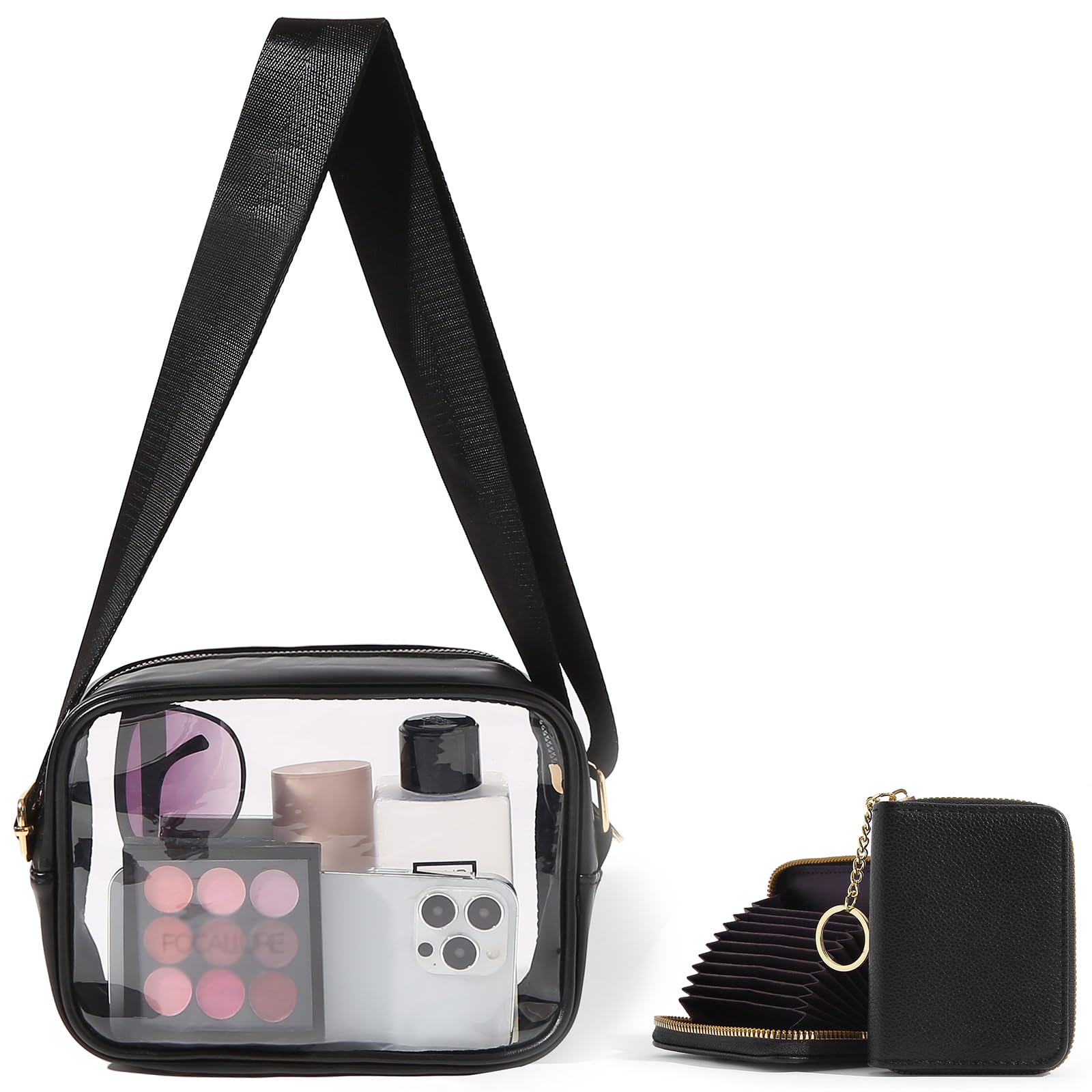 TOBVZOOClear Purse Crossbody Bag Stadium Approved PU Leather Clear Purses with Adjustable Strap for Concerts