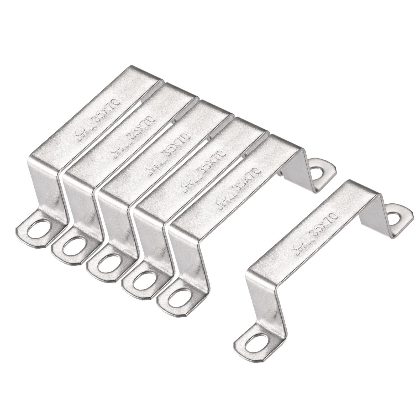 MACHSWON 33 x 70mm U Shaped Strut Connector Bracket 304 Stainless Steel Square Pipe Clamp for Door Closed Bar Holder 6pcs