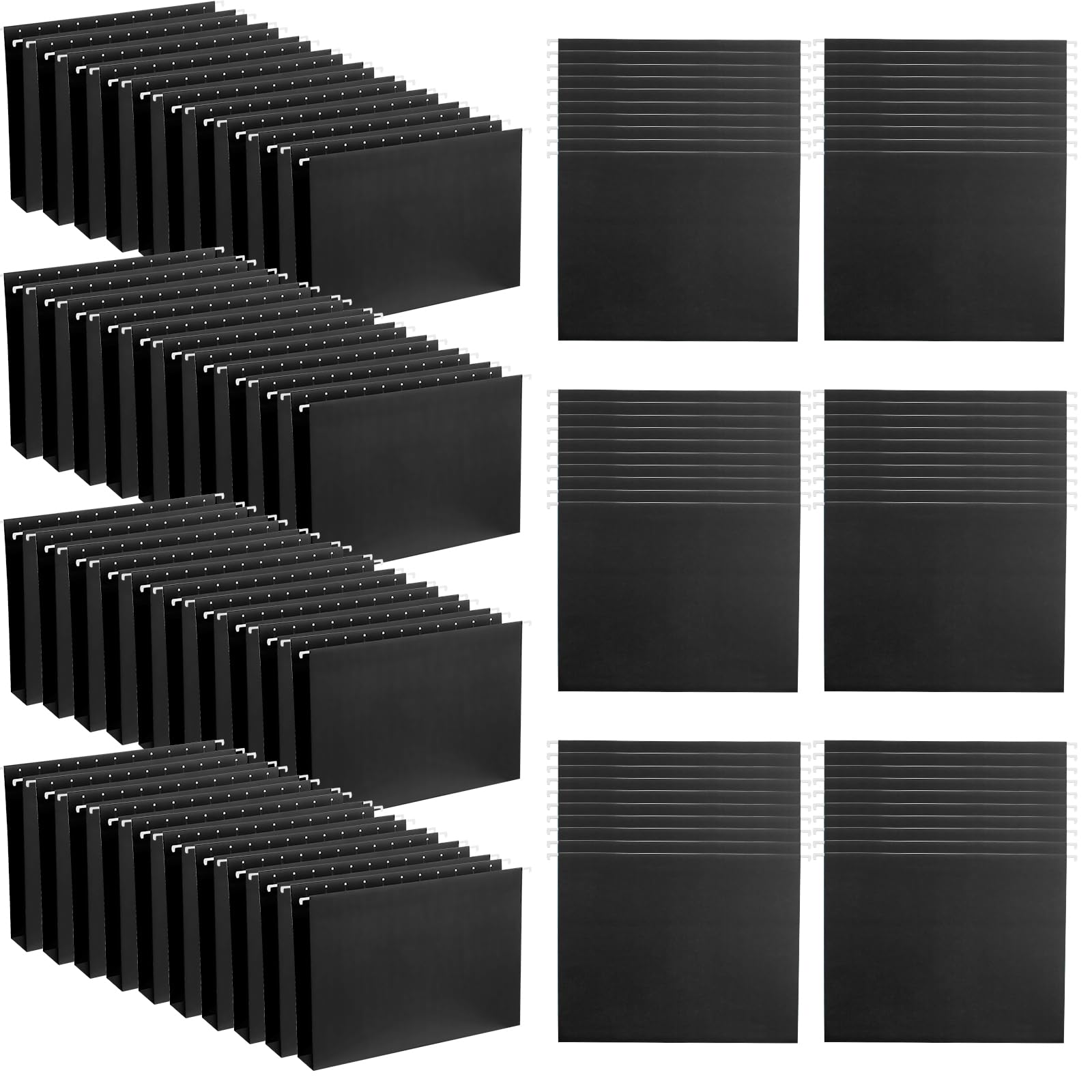 Qeeenar 80 Pcs Hanging File Folders with Tabs Reinforced Letter Size Hanging Folders Heavy Duty Folders Document Organizer Designed for Home School Office (Black)