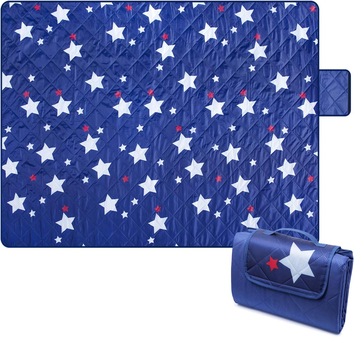 Bertte Outdoor Blanket Large Beach Camping Picnic Blanket Oversized Hiking Park Waterproof Sand Free Handy Compact Mat Durable Foldable Machine Washable Rug, 79" x 57", Blue (Outdoor Blanket-PR-2)