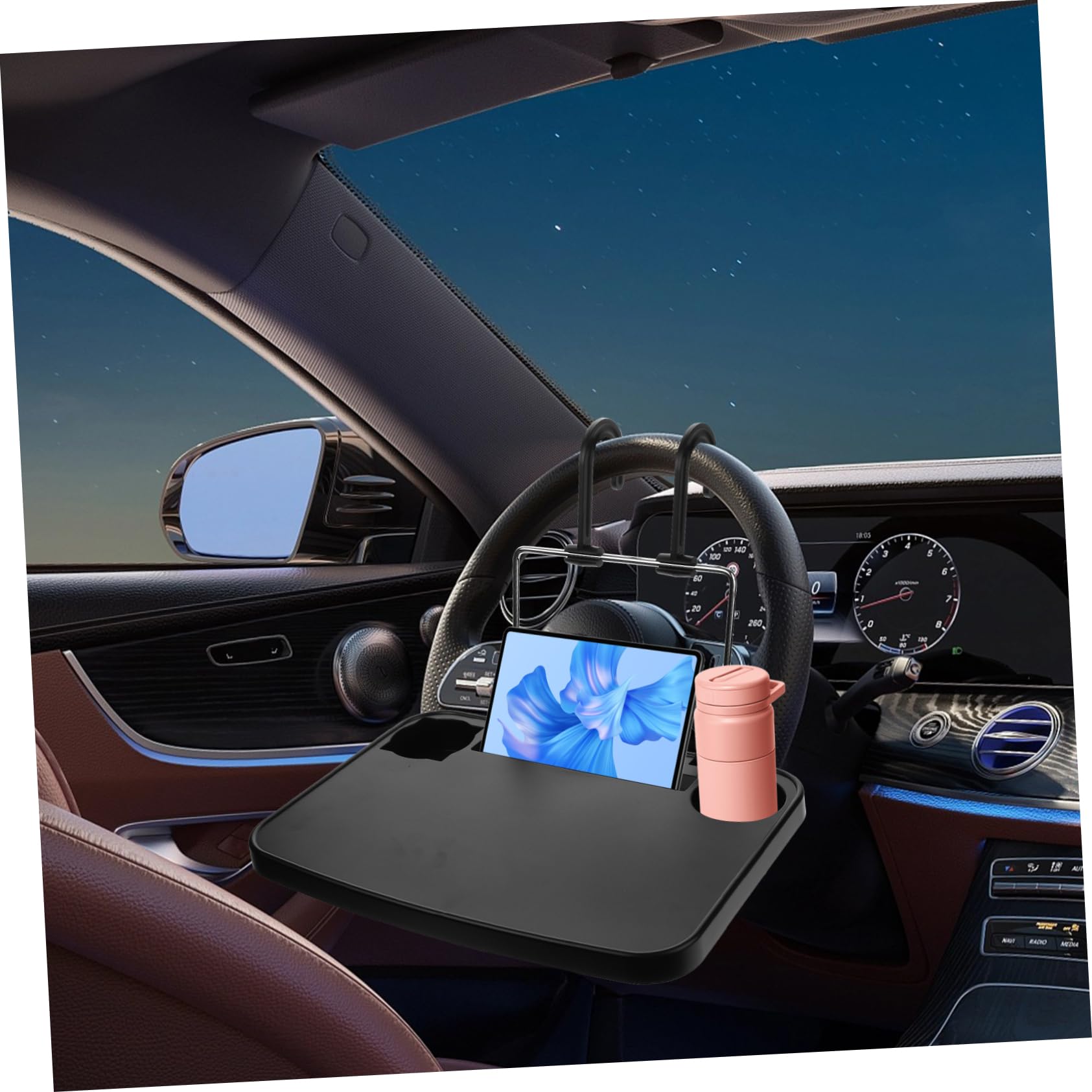 Cabilock Bandeja Portavasos para Coche Plegable de Mesa Pequeña para Coche Organizador para Asiento Trasero Portavasos Soporte Tazas