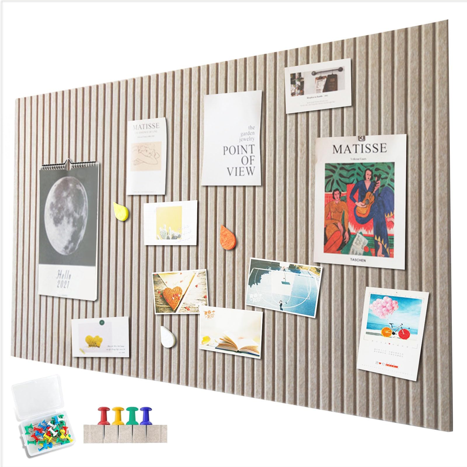 60 x 40 cm large pin board, large cork board, decorative cork wall made of felt, 0.9 cm thick, foldable photo board with self-adhesive tape, felt self-adhesive vision board, push pins felt, dark camel — image 1