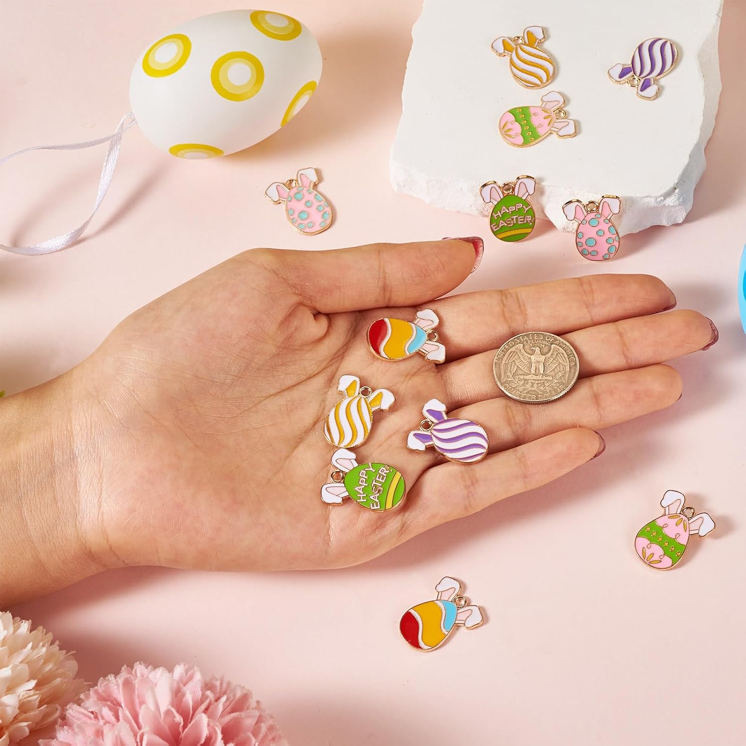 12Pcs Easter Charms Enamel Easter Egg Bunny Pendants Colorful Metal Alloy Charms 6 Styles 22x17x1.5mm for Bracelet Necklace Earring Jewelry Making - Image 5