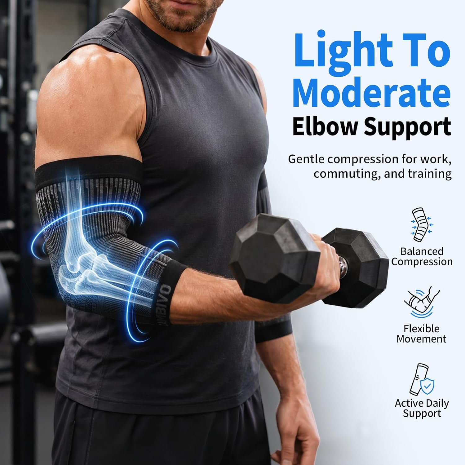 CAMBIVO 1 Pair Elbow Compression Sleeve, Lightweight Summer Elbow Support, Anti-Slip, Breathable, Quick-Dry Tennis Elbow Brace for Gym, Tennis, Golf, Basketball, Office and Daily Wear