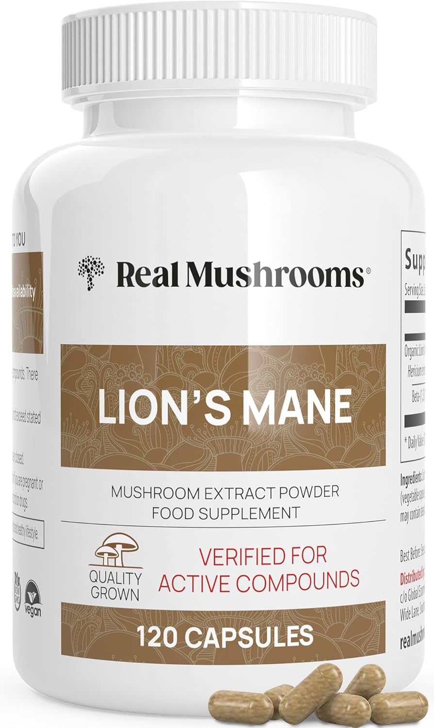 Lions Mane Brain and Focus Supplements – Mushroom Powder Extract Capsules – Non GMO and Gluten Free Supplement for Better Cognitive Health (120ct)
