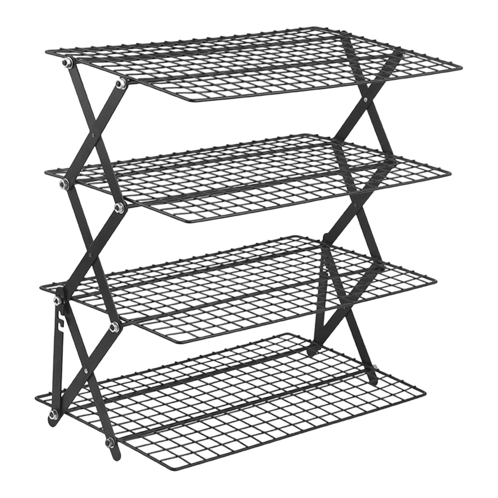 predolo Rejillas de enfriamiento, Rejilla de Alambre para Hornear, Rejilla de Alambre Plegable, Almacenamiento para Barbacoa para Acampar, 4 Niveles