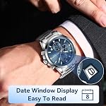 MEGALITH Mens Wrist Watch Silver: Waterproof Classic Stainless Steel Chronograph - Dress Business Casual Analog Date Watches - Gifts for Men Birthday