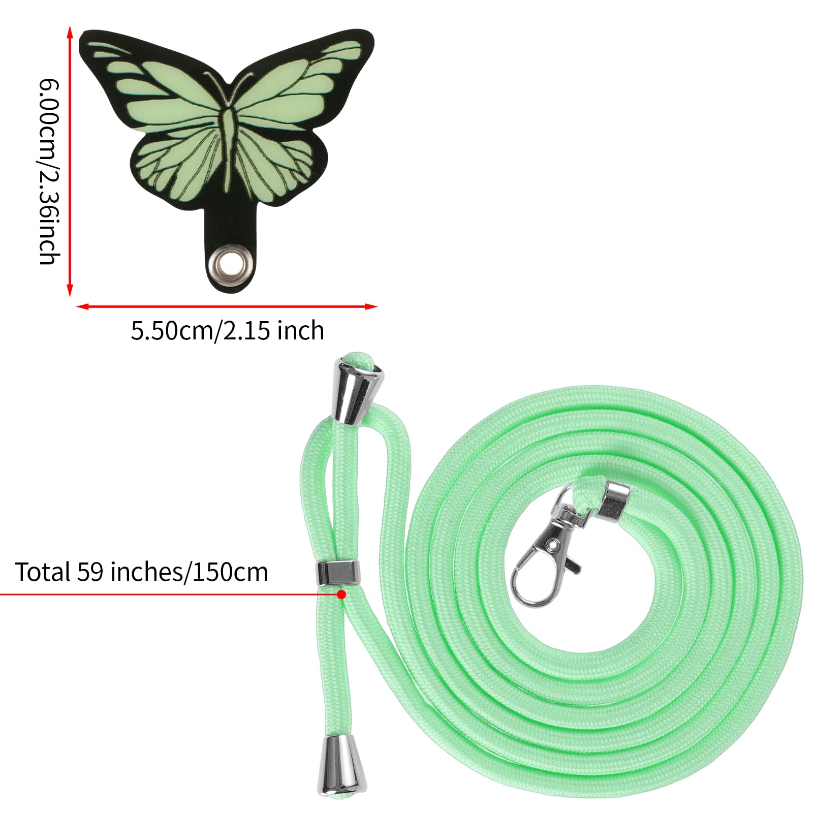 Set 4 Laccini Universali Per Cellulare - Cordino Regolabile Da Collo/Polso Con Patch Farfalla, Nylon Resistente - Foto 12