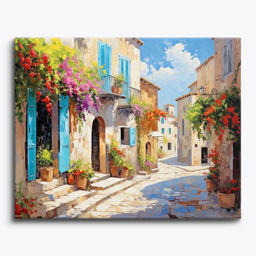 Image of Art Therapy Pcn14 Linen Canvas DIY Paint by Number Kit 15 x 20 Inch for Adults and Kids with 2 Set of Acrylic Oil Painting Colors with Brushes for Stress Relief, Relaxation, Focus & Home Decoration (Nature)