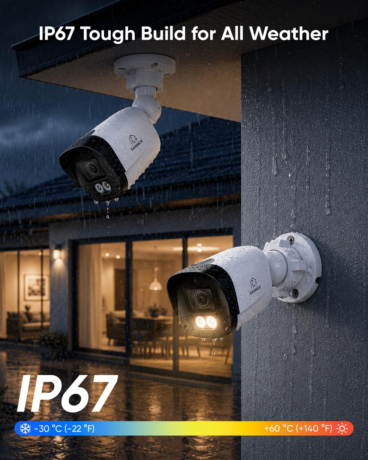SANNCE 4K PoE Telecamera Bullet Esterno/Interna Senza Micro SD | Visione Notturna a Colori, Riconoscimento Intelligente Persone/Veicolo, Audio a 2 Vie, Senza Alimentatore Rete, IP67