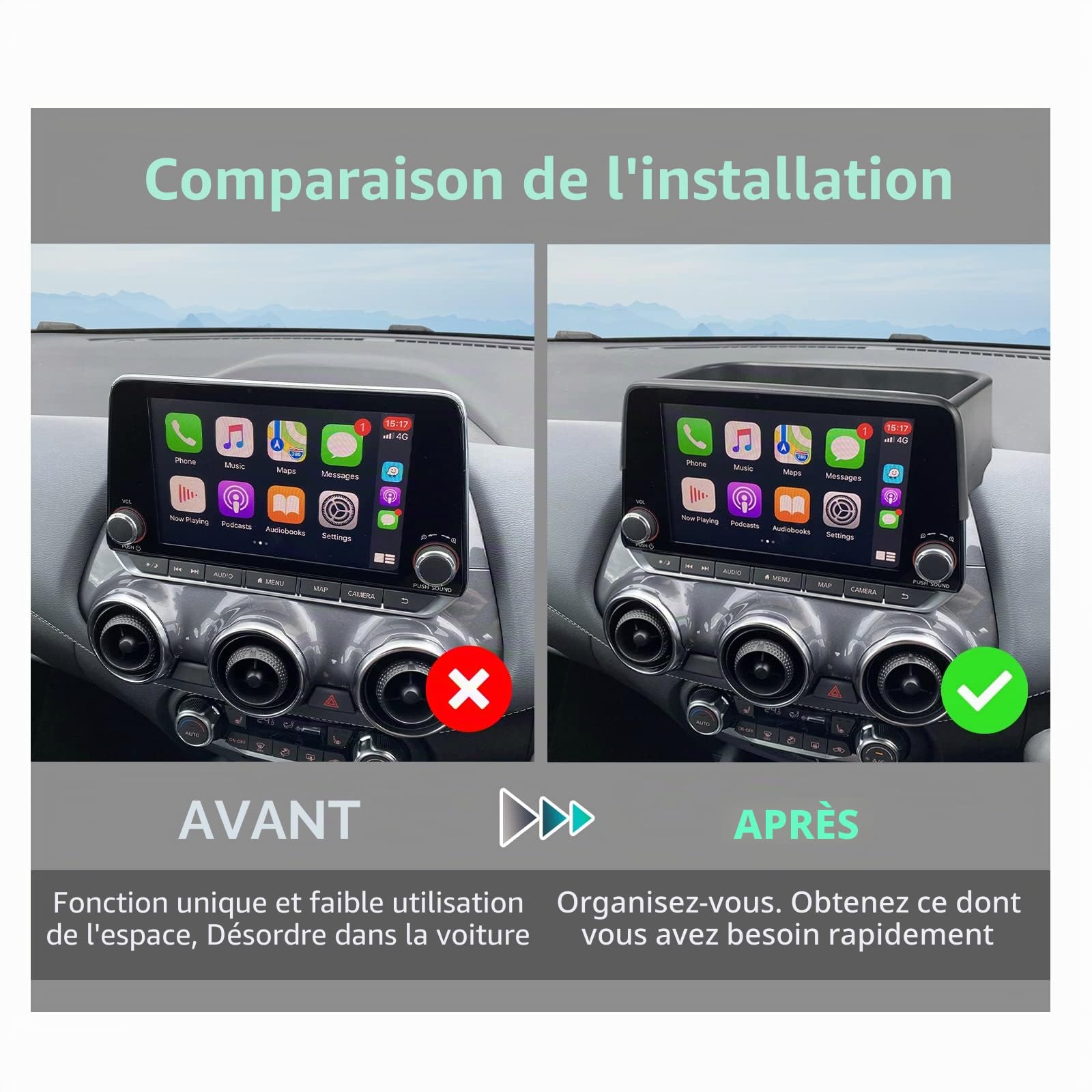 GAFAT Compatible avec Nissan Juke F16 2020-2022 2023 Boîte de Rangement, Juke 2023 Organiseur derrière l'Écran pour Juke F16 8" Infotainment System, Juke F16 Accessoires [Pas pour 2024-12,3"]