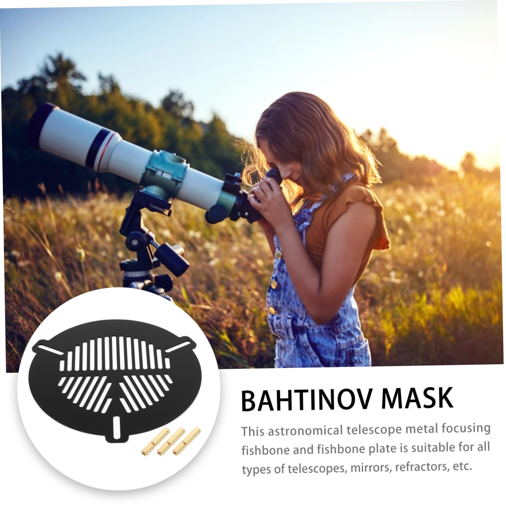 Mikikit Metal Fishbone Plate Telescope Accessory Non-Slip Aluminum Alloy Mask Focusing