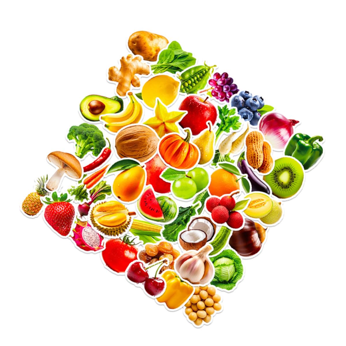 Pegatinas de frutas y verduras infantiles Mikikit adhesivo doble para proyectos escolares