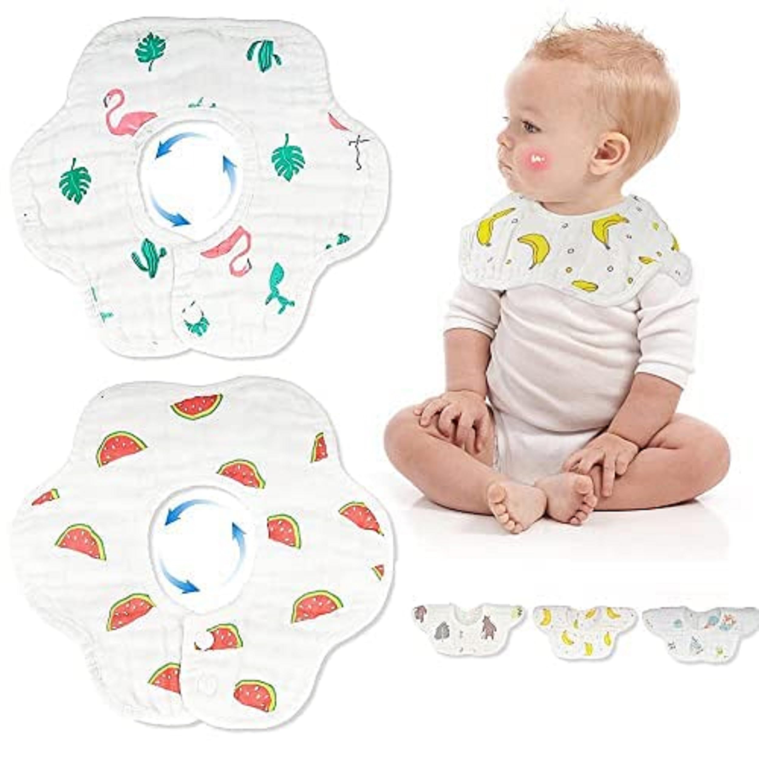 Muslin Pure Cotton Cherry Cartoon Print 6 Layer Baby Bibs Set of 3 (Multicolor)-picture-13
