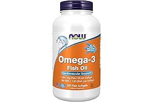 NOW Omega-3 180 EPA / 120 DHA Fish Oil Softgels for Cardiovascular Health