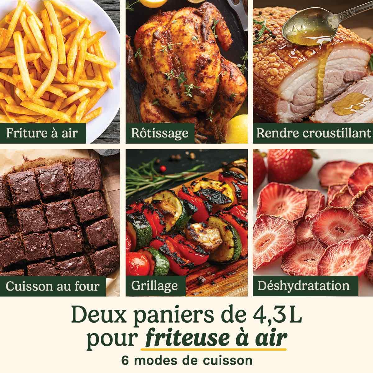 Cuisinart Tri Zone Air fryer et Four 13,6 L sans PFAS, 3 zones, 2 paniers 4,3L + four 5L, 9 fonctions : airfryer, rôtir, griller, cuire, réchauffer, déshydrater, pizza, toast, manuel, Acier inoxydable