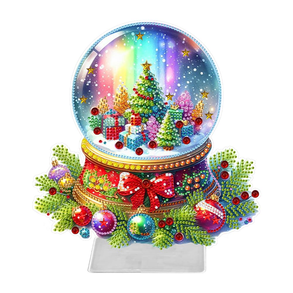 5D DIY Christmas Diamond Painting Tabletop Ornaments Kits, Acrylic Special Shape Diamond Art Table Top Decorations for Beginner, Exquisite Diamond Painting Desktop Decors for Home Office-23