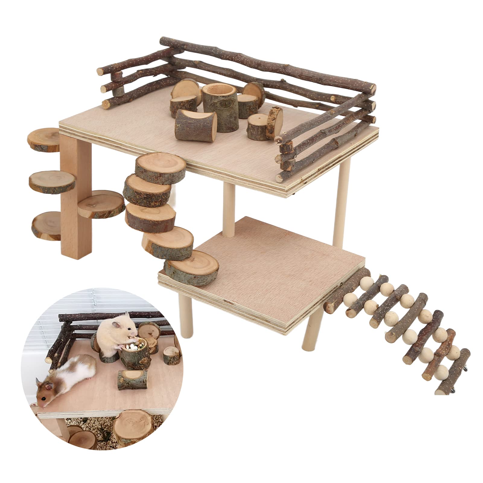 Set da gioco per criceti in legno naturale di arrampicata per criceti per piccoli animali domestici