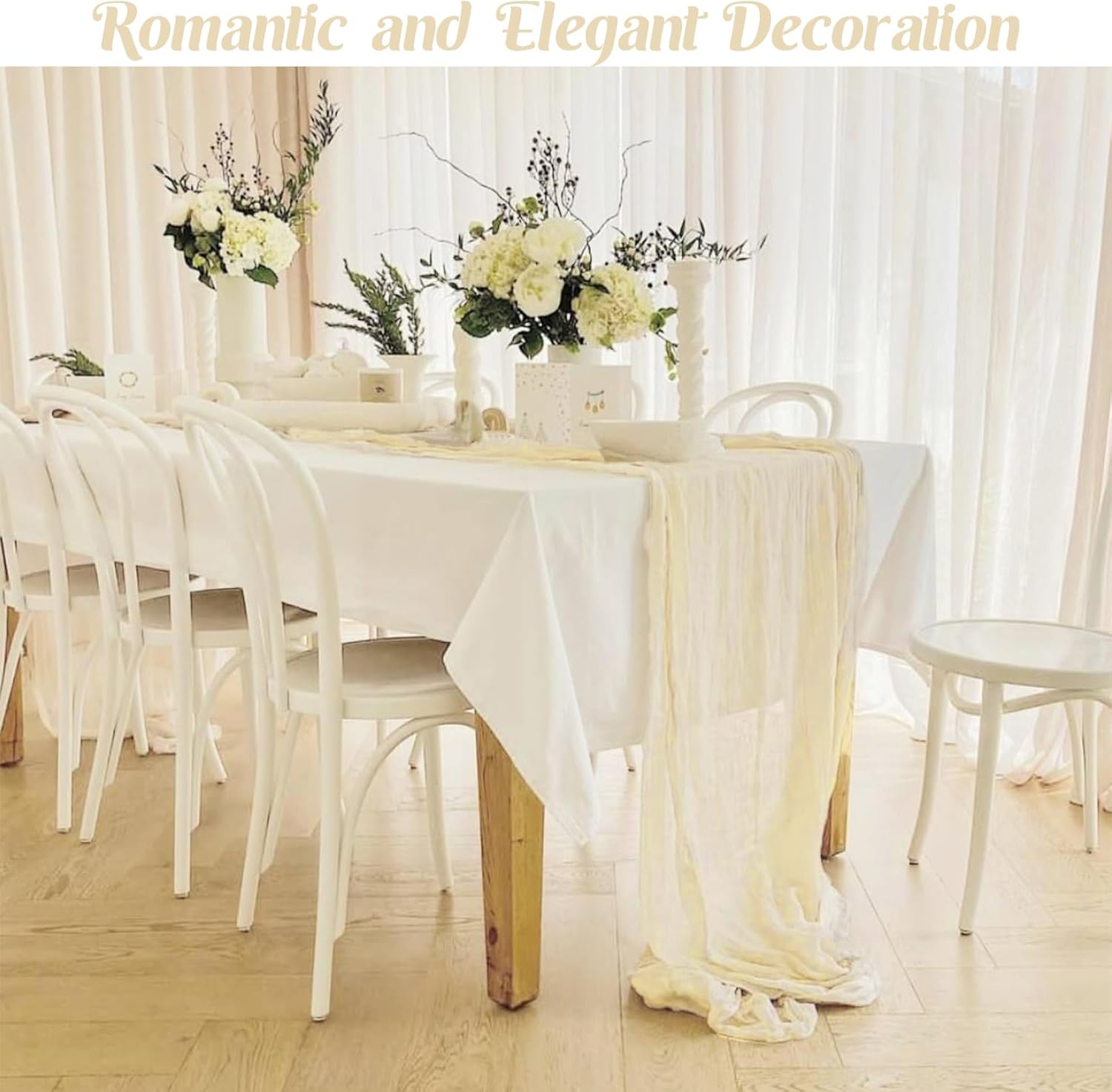 6 Pieces Bei Easter Spring Cheesecloth Table Runner Boho Gauze Fabric