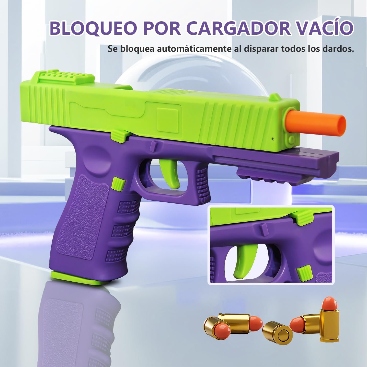 Pistola de Juguete, Arma de Juguete, Incluye 100 Balas Blandas, 32 Cartuchos y 3 Cargadores