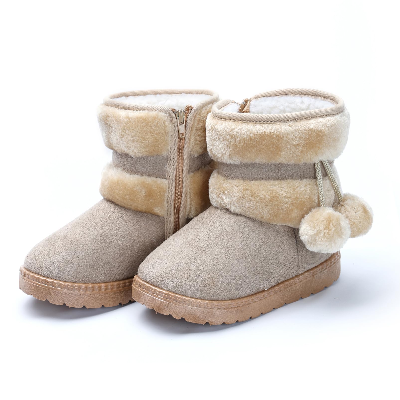 Bottines d'hiver pour filles et garçons - Bottes de neige chaudes doublées en peluche - Antidérapantes - Semelle souple - Chaussures plates