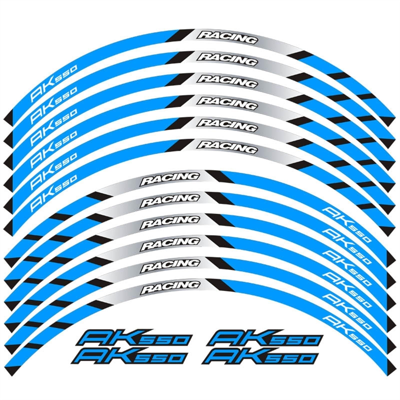 Motorcycle Front and Rear Tire Waterproof Sticker Reflective Stripe Rim Set Decal for KYMCO AK550 Ak 550 Decorative(Color3)