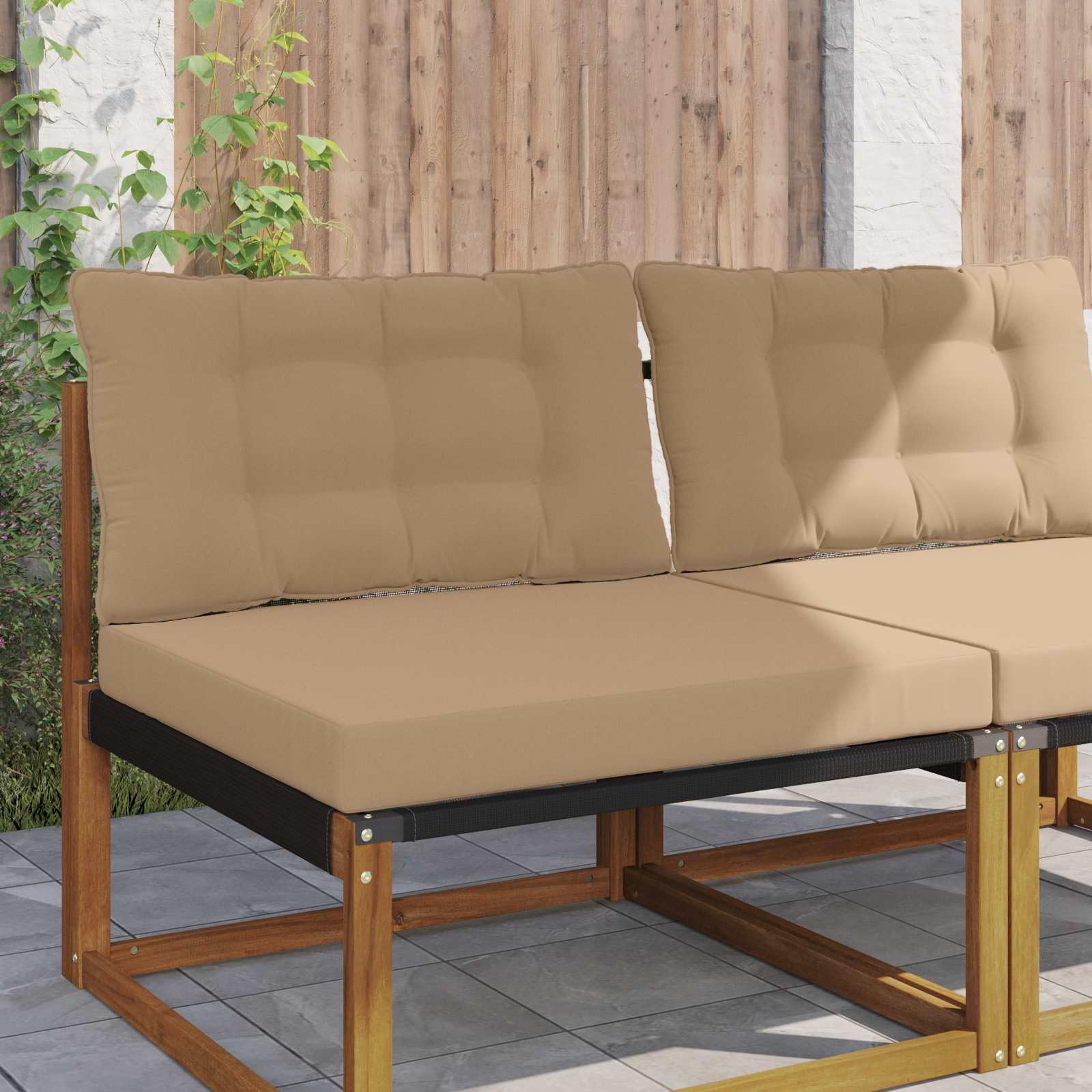Cojines para terraza antimanchas y transpirables de poliéster color taupé pack de 2