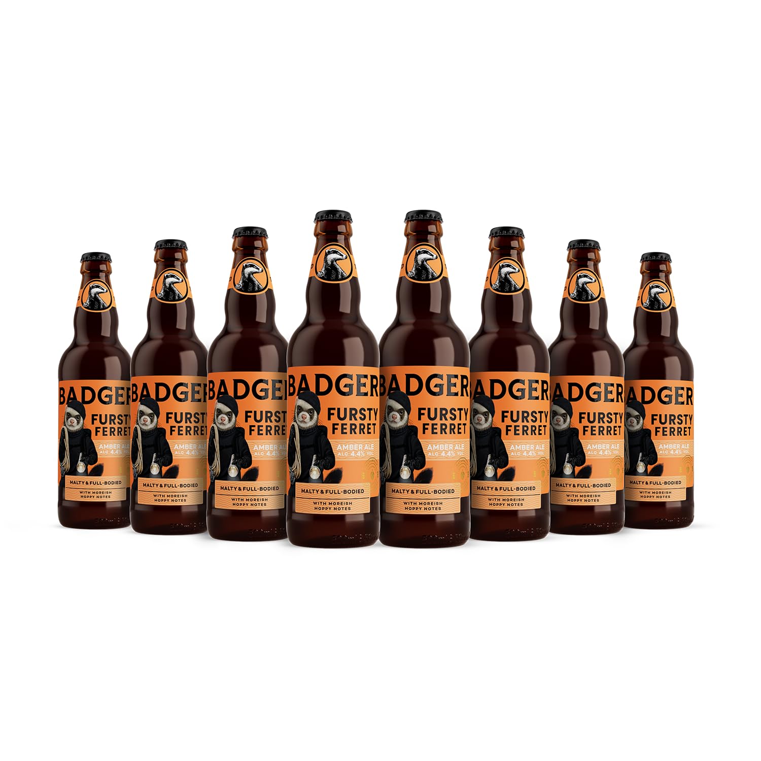 Badger Beers Fursty Ferret Amber Ale (4.4% ABV) | Malty, Full-bodied & Biscuity Beer | Case of 8 x 500ml Beer Bottles