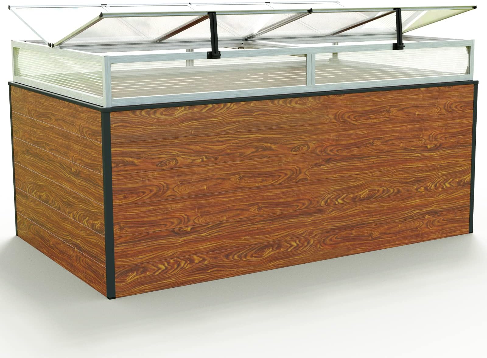 GFP Hochbeet Christina Aus Aluminium - 195x77x77cm Mit Frühbeetkasten In Anthrazit