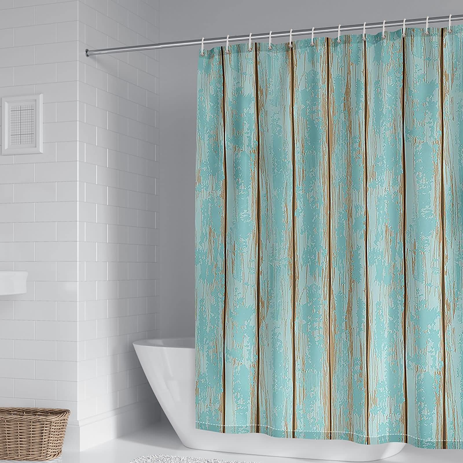 Rideau douche 165x200cm polyester bleu clair KnSam anti moisissure avec crochets pour salle de bain