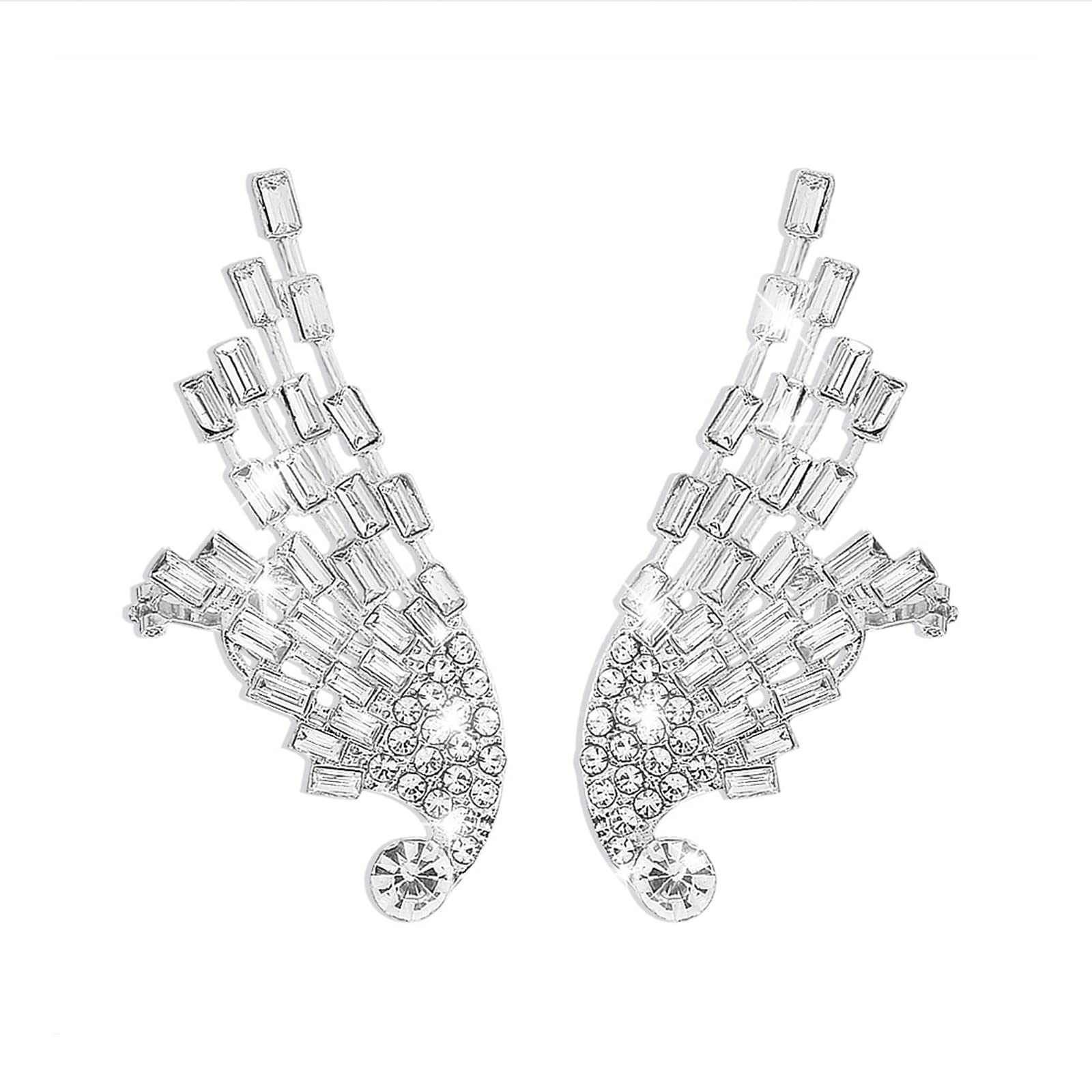 Boucles d'oreilles ailes d'ange diamant et texture métal à la mode