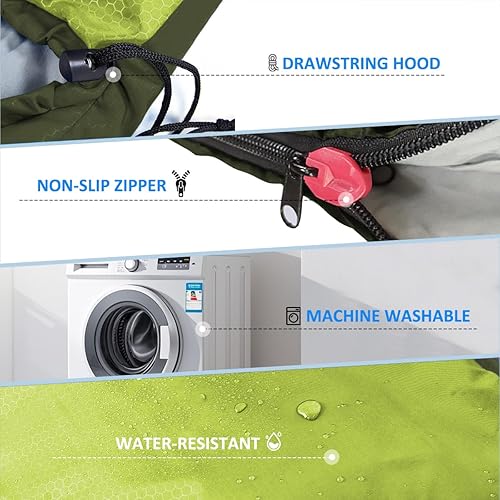 Miniatura 5 de Oaskys - Saco de dormir para acampar, para 3 estaciones, clima cálido y fresco, verano, primavera, otoño, ligero, resistente al agua, para adultos