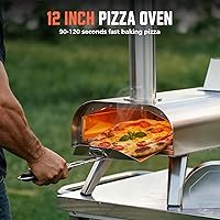 Vista 7 de BIG HORN OUTDOORS Horno de pizza multicombustible de 12 pulgadas, horno de pizza portátil para exteriores, leña y gas propano, máquina de pizza