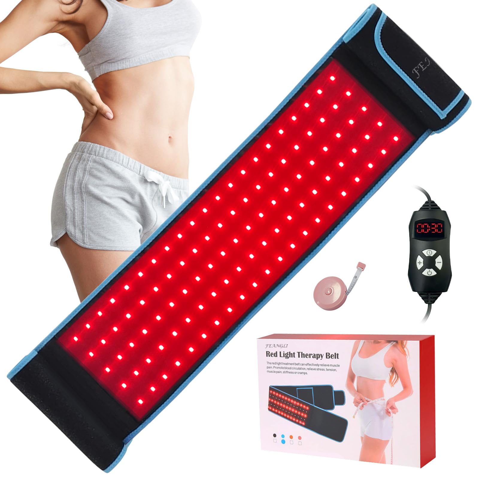 Dispositivo de cinturón de terapia de luz roja para aliviar el dolor corporal, cinturón de lipo de luz roja LED infrarrojo cercano, almohadilla de terapia profunda flexible para cintura, espalda y