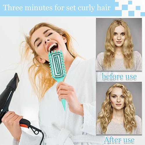 Miniatura 2 de Cepillo de pelo rizado, cepillo definidor de rizos más juego de 3 piezas de peine de peinado (cepillo de pelo de espalda resbalada, peine de cola de
