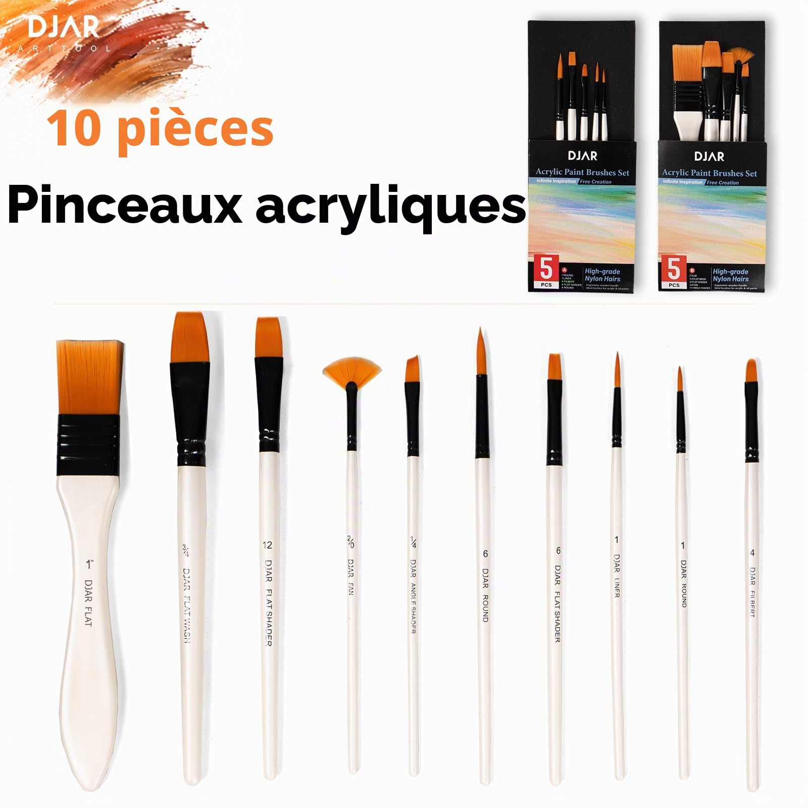 DJAR Kit de Peinture Acrylique 87 Pièces avec Chevalet de Table, Coffret d'Artiste Complet avec 24 Couleurs, Crayons de Croquis et Aquarelle