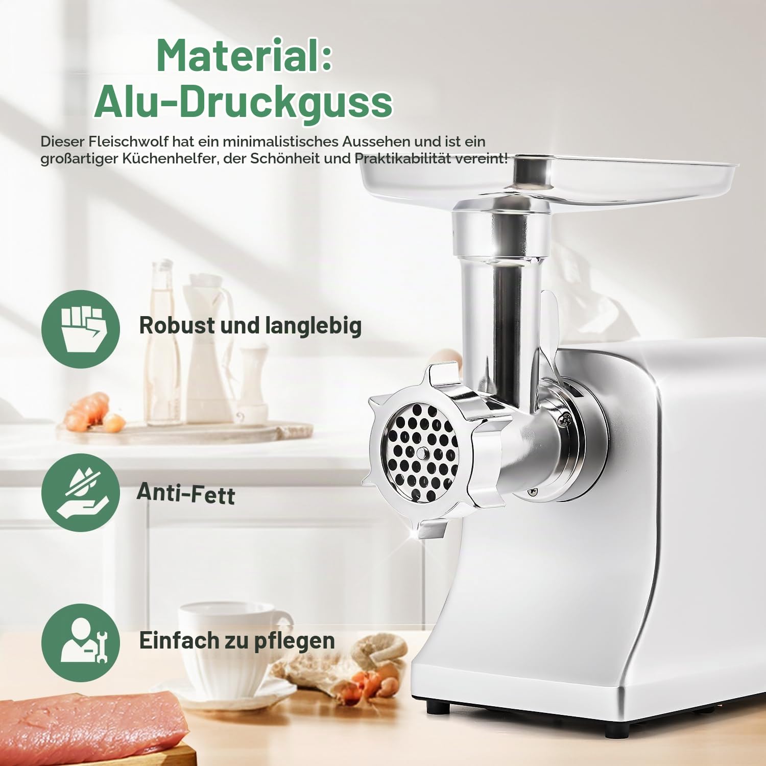 Huanyu Fleischwolf Elektrisch 2800W Max Hackfleisch Maschine Multifunktionale elektrischer fleischwolf mit wurstfüller küchenmaschine mit fleischwolf für Den Heimgebrauch und Die Gewerbliche Nutzung