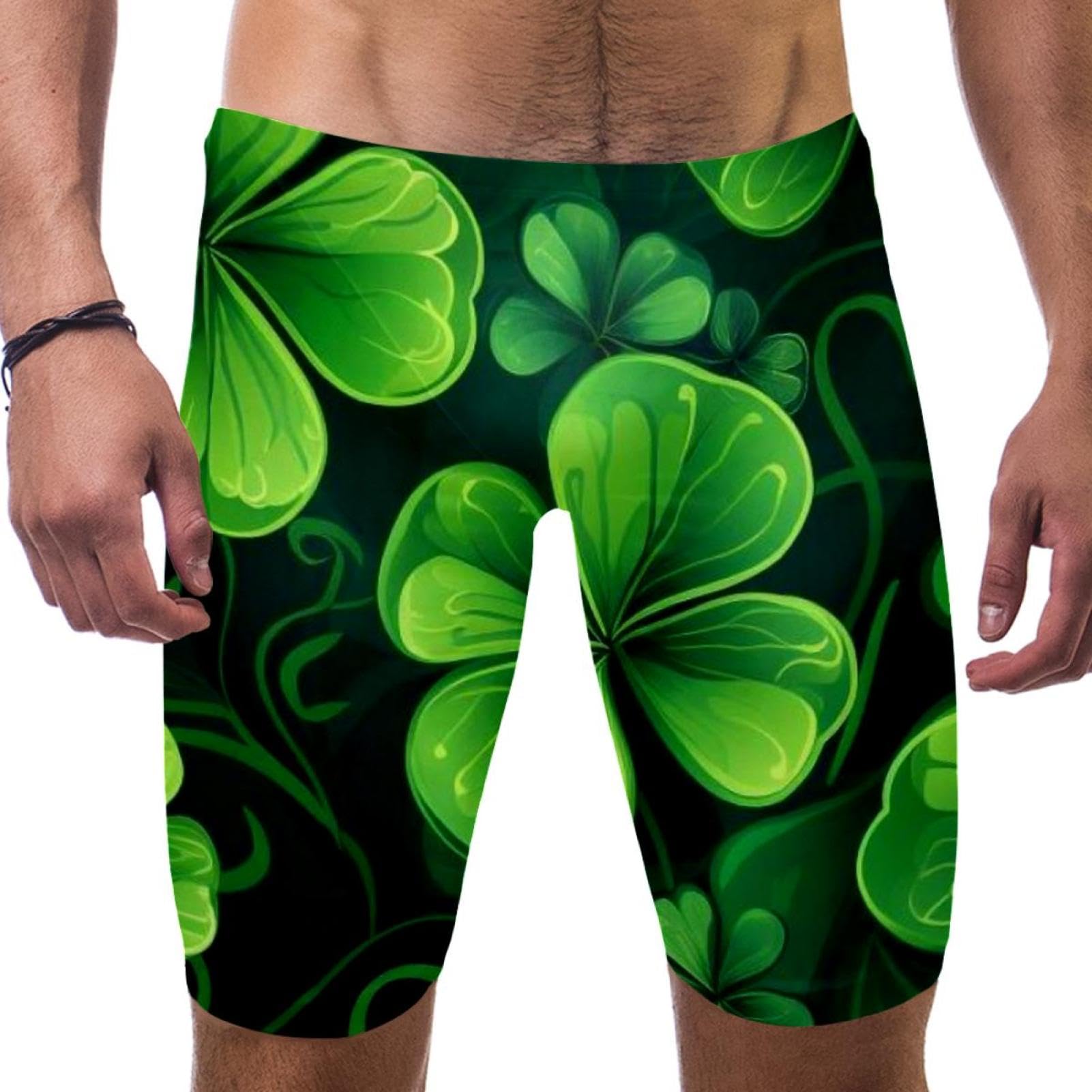 St Patrick's Day Swimsuit for Men & Boys,Competition Lap Swim Suit, Square Leg Endurance Training Multicoloured