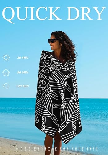 Miniatura 6 de Paquete de 2 toallas de playa ligeras y delgadas de microfibra, sin arena, de secado rápido, súper absorbentes, toallas grandes para piscina, yoga,