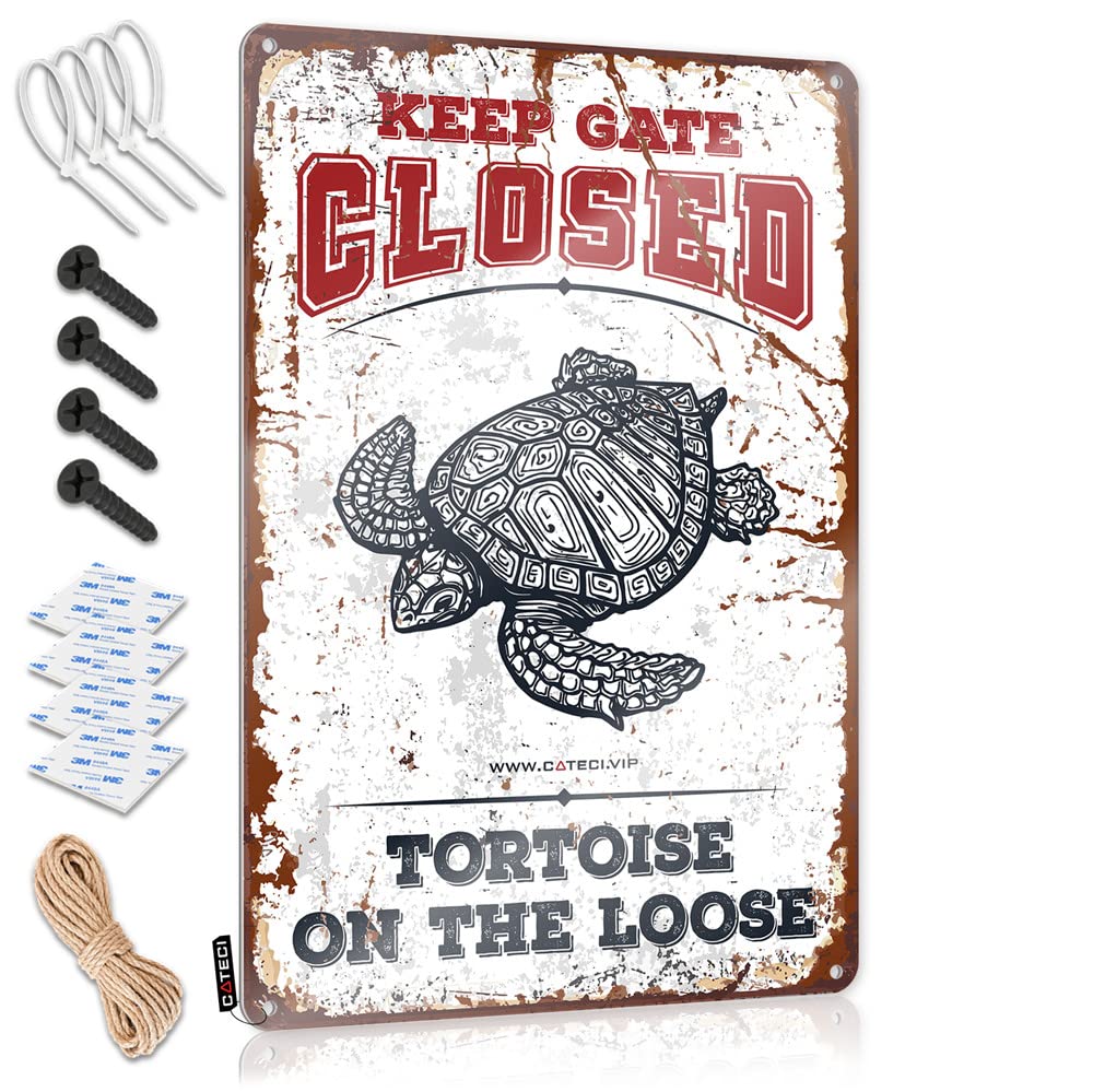 Antique Cool Wall Decor, Hanging Gift For Nurse Please Close The Gate Tortoise On The Loose | Farmhouse Cottage Decor(30X40CM)