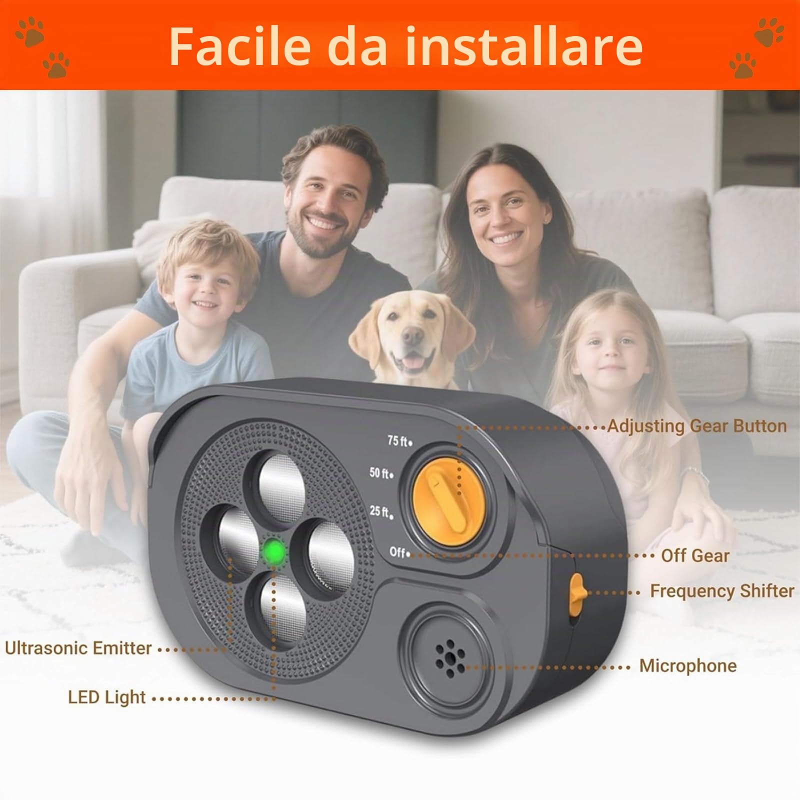 Dispositivo Anti-Abbaio, Deterrente Ultrasuoni per Abbaiare del Cane 3 Aodalità, 23 m Stop Abbaiare del Cane, Tappo di Corteccia Sonico per Interni ed Esterni, Dispositivi Anti Abbaio