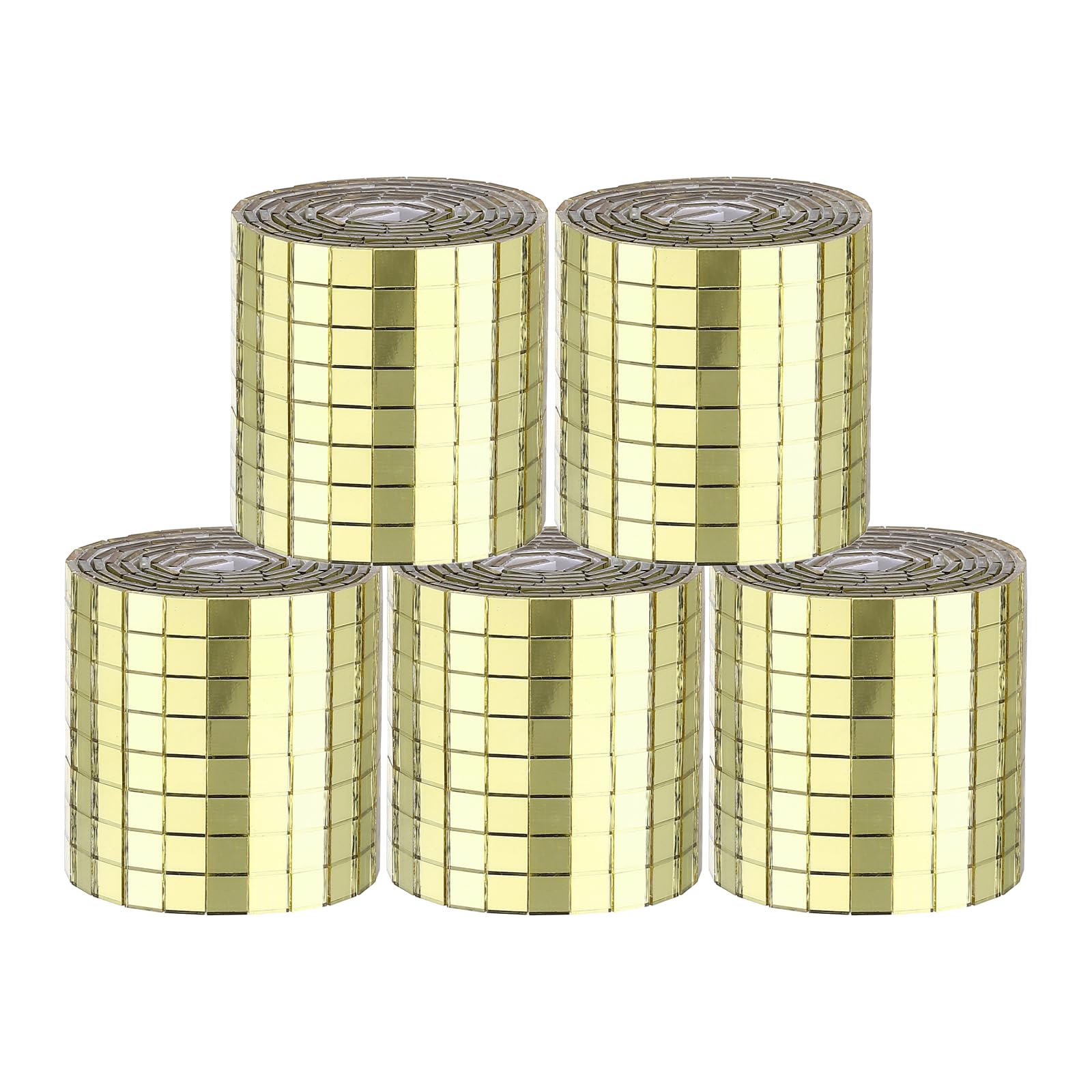 sourcing map 4800 Pcs Mirror Mosaic Tiles 5 x 5 mm Square Glass Self-Adhesive Disco Ball Mirror Tiles Sticker for DIY Craft Decoration Art Collage Card Making, Gold