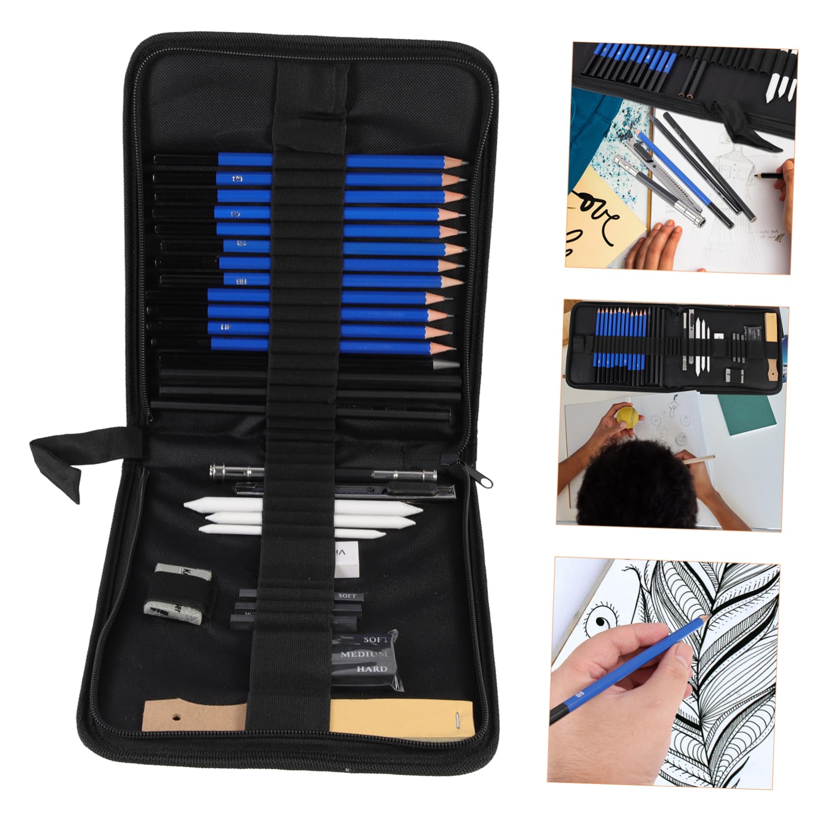 BEBEMOKO Art Supplies Kit 33-Piece Drawing and Sketching Pencil Set Pencils for Sketching for Classroom