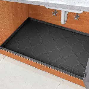 SIKADEER 31" x 19" Under Sink Mat Waterproof, Silicone Mat Kitchen Drawer Shelf and Cabinet Liner, Sink Protector for Kitchen Organizers and Storage, Boot Tray Pet Food Mats