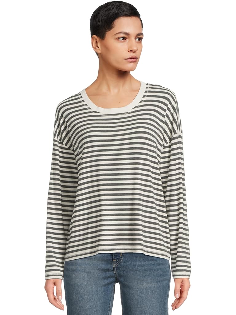 White Mod-o-doc Long Sleeve Drop Shoulder Boxy Crew Neck Tee